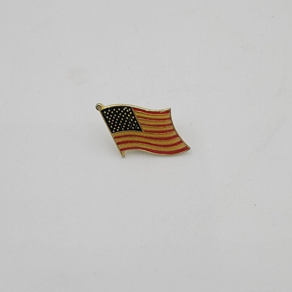Waving Old Glory USA Gold Tone Vintage Lapel Pin